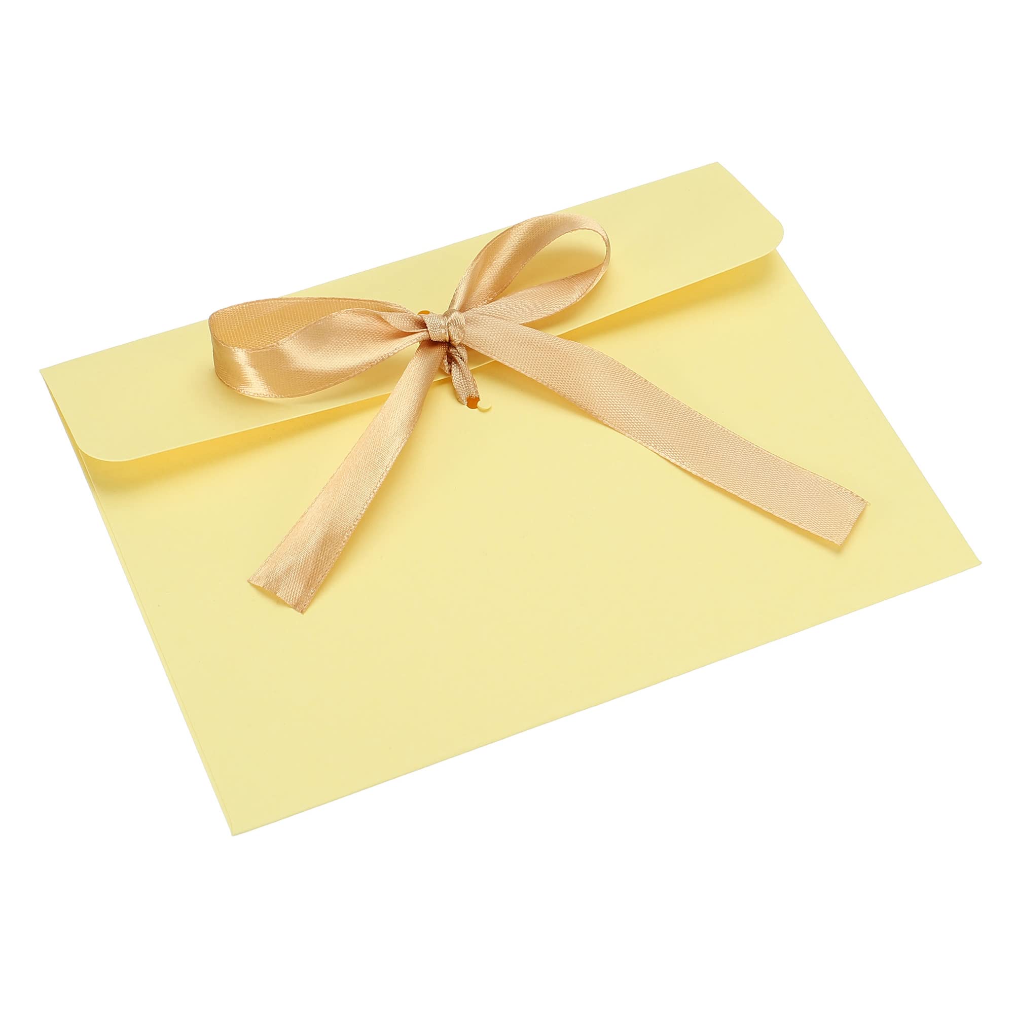 PATIKIL Invitation Envelopes, 25 Pack Greeting Card Envelope with Ribbon for Wedding Party, Light Yellow