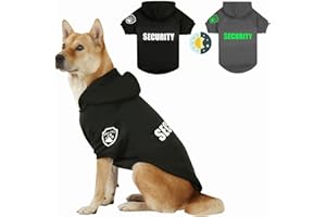 Dog Security Hoodie with Glow-in-The-Dark Prints DAJIDALI Dog Clothes Apparel Winter Sweatshirt Warm Sweater Jacket Coat Hoodie for Small Medium Large Dog Cat