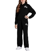 PUMA Girls Pants Set - 2 Piece Fleece Pullover Kids Hoodie Sweatshirt and Girls Wide Leg Flare Sweatpants Set (Sizes: 7-14)