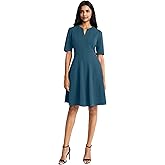 Maggy London Womens Notch Neck Fit and Flare Career Office Workwear Desk to Dinner Event Guest of
