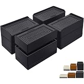 ANNKUT Rectangle Bed Risers, 3 Inch Heavy Duty Adjustable Furniture Risers for Bed Sofa Table and Couch Lift，Support Up to 1,300 Lbs (4 Pack-Black)