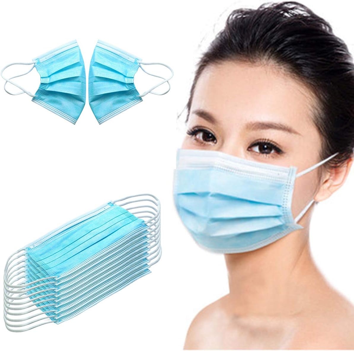 Face Mask Ear Loop - 40 Pcs Disposable Anti Dust and Filter Mask for Cleaning Light Blue