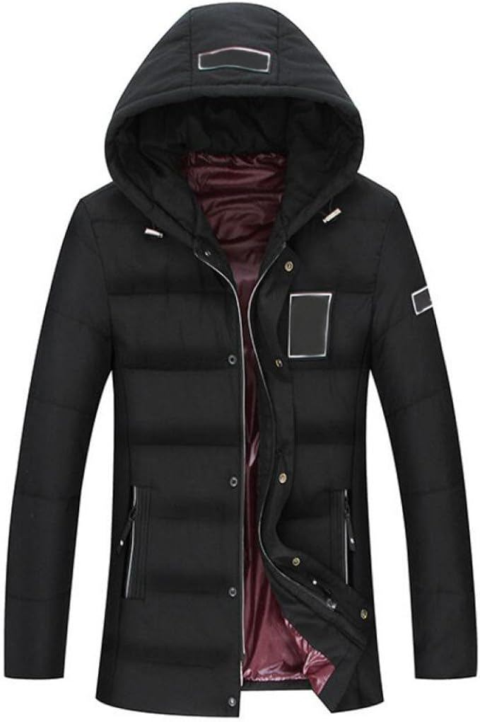 Herren Jacke Daunenjacke Winter Warme Herren Große Größe Mit Kapuze Business Daunenjacke Black