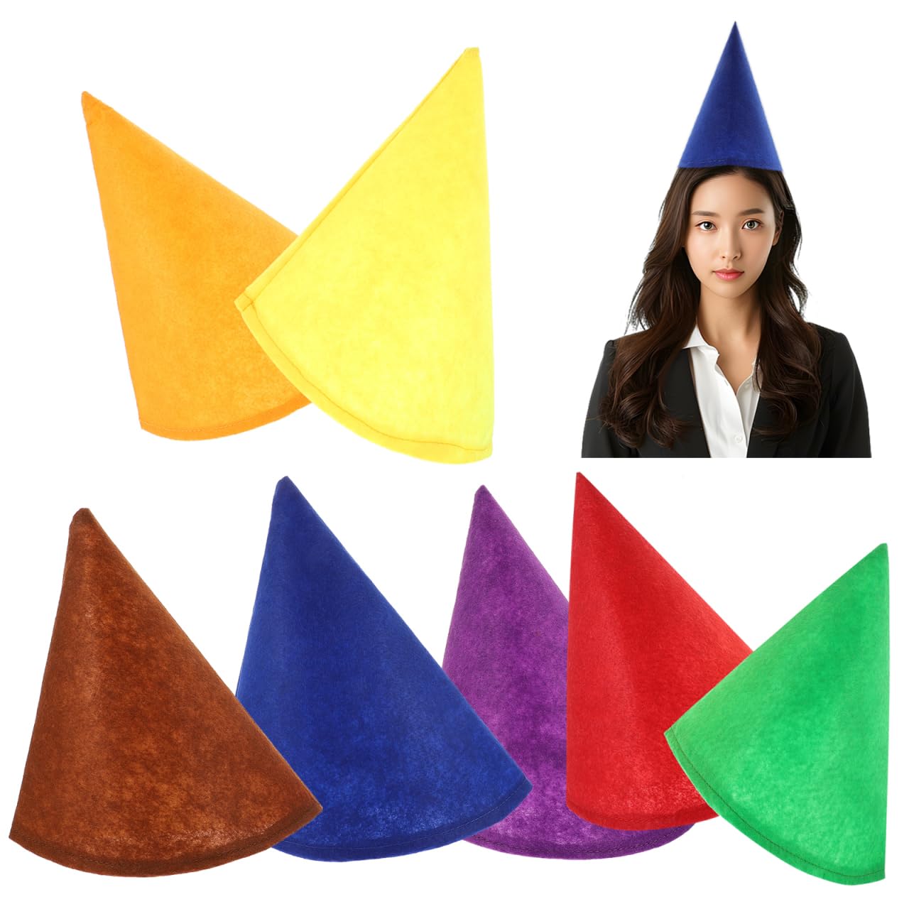 jojofuny 7Pcs Christmas Gnome Hats Felt Cone Dwarf Hat Party Supplies Halloween Costume Prop for Adults and Kids Lightweight Festive Headwear