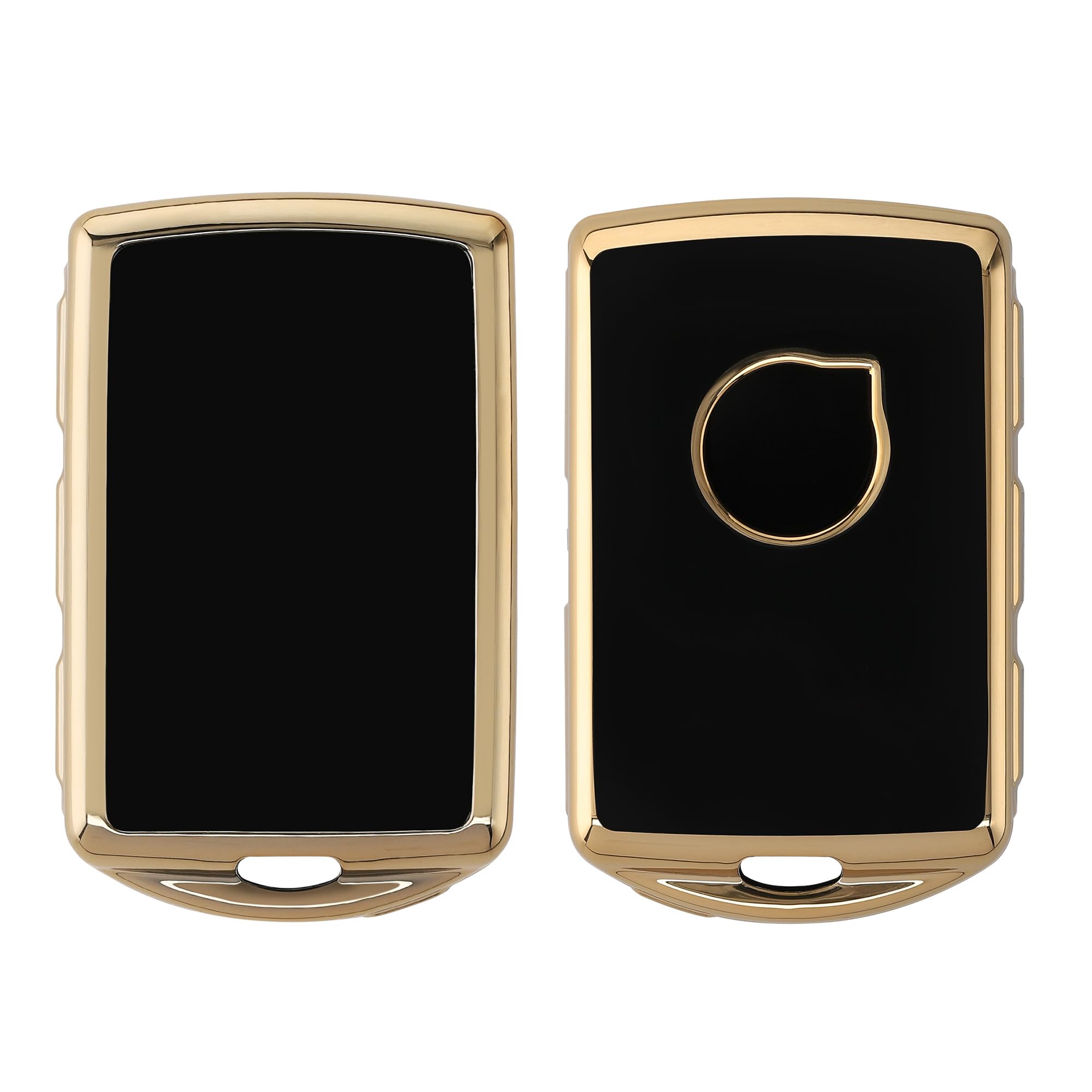 kwmobile Key Cover Compatible with Volvo 4-button car key Keyless Go - Car Key Fob Case Protector - Black/Gold