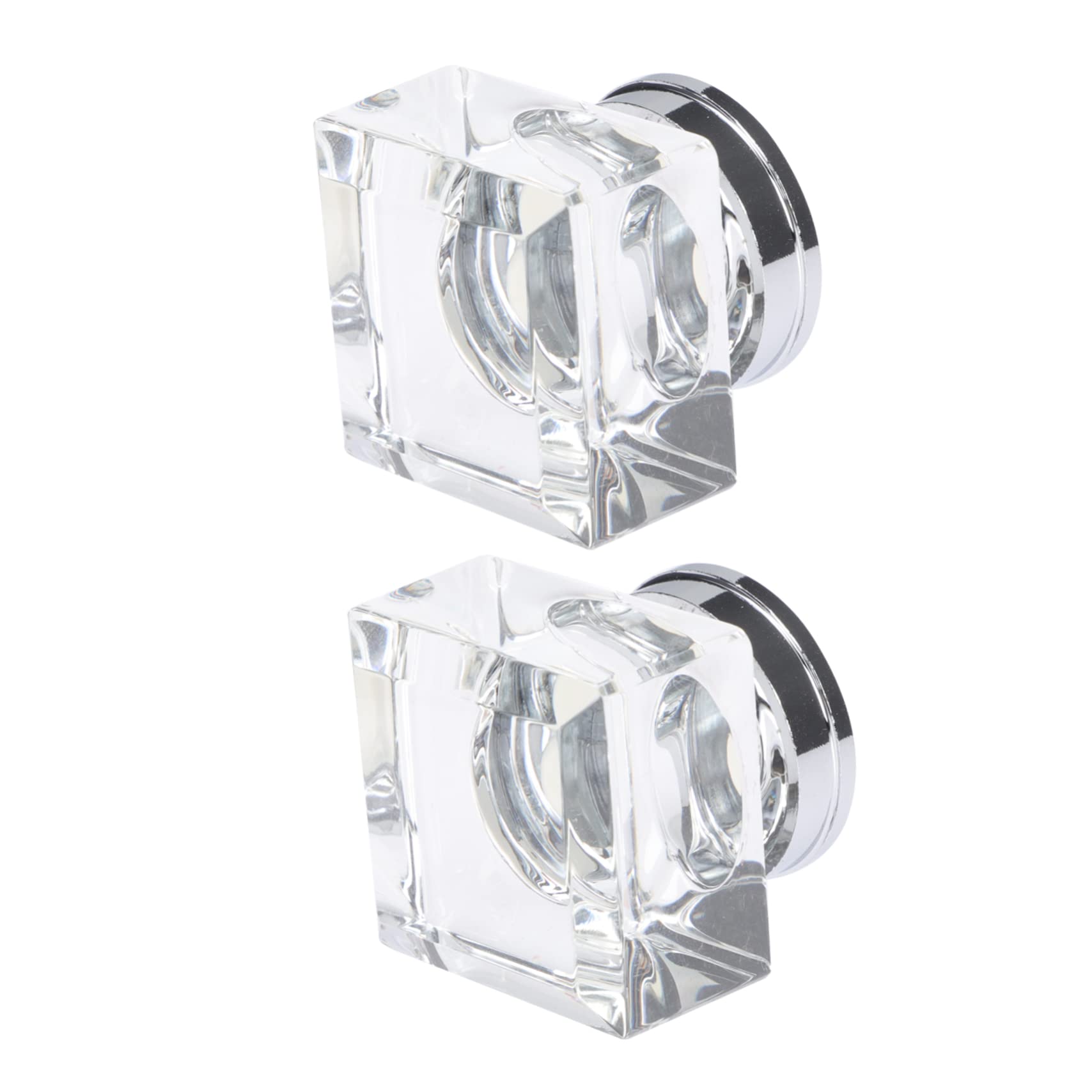 WOONEKY 2Pcs Clear Square Crystal Drawer Knobs Cabinet Handles with Smooth Edges for Safety Easy Installation Suitable for Dressers Wardrobes and Cupboards