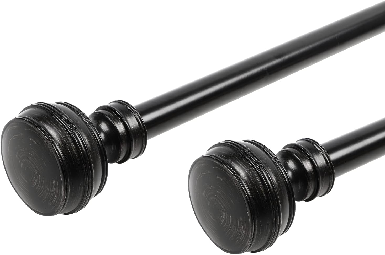 OLV 2 Pack Retro Curtain Rod 3/4" Adjustable Single Window Rod 28"-48" with Cylindrical Designed Treatment Antique Finials Black Drapery Rods.: Home Improvement