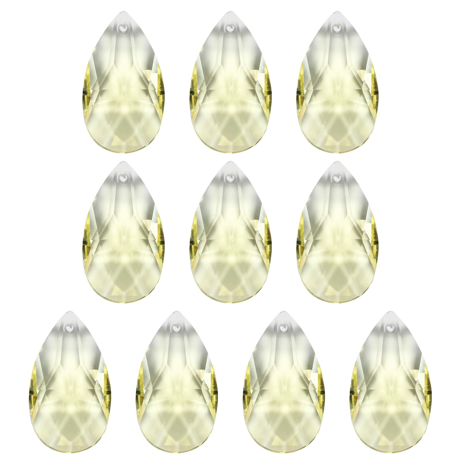 PATIKIL K9 Crystal Pendants Teardrop Beads, 10 Pack 38mm Chandelier Prisms Parts Hanging Beads DIY Lamp for Arts Crafts Decoration, Light Yellow — image 1