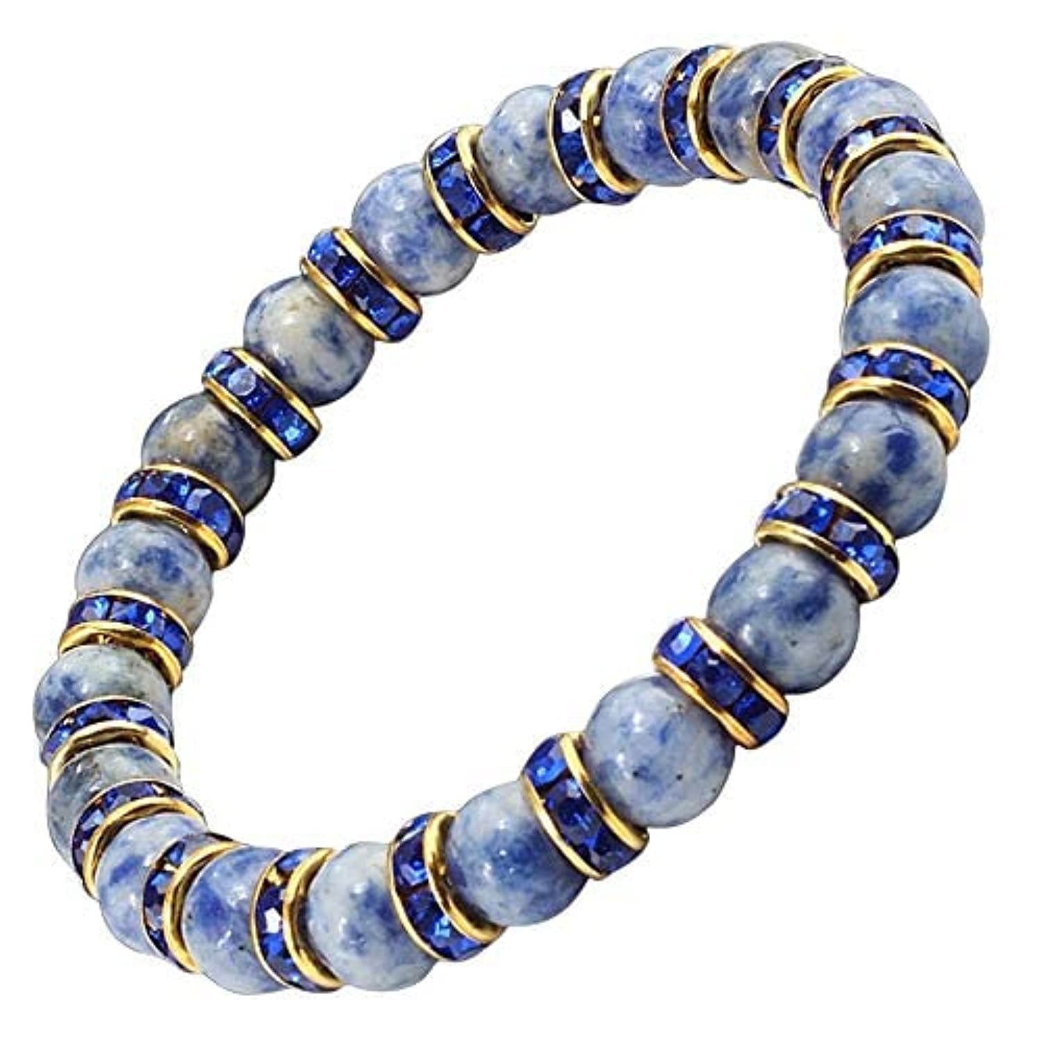Helena Rose Ladies Spiritual Vitality Bracelet - Sodalite Gemstones - Handmade Balancing Fashion Bangle for Women - Presented in a Jewellery Gift Box (Blue)