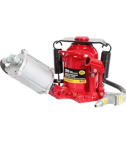 Garvee 20 Ton Air Hydraulic Bottle Jack Pneumatic Hydraulic All Welded Bottle Jack with Manual Hand Pump and Handle Heavy Duty Car Pickup Truck RV Auto Repair Lift 40000 Lbs Red in
