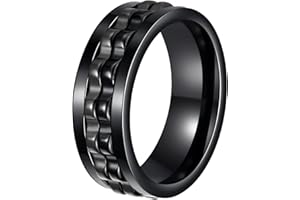 Udolfly Mens Fidget Rings Anxiety Spinner Rings for Men Classic Chain Rings for Women Adults Titanium Steel Ring