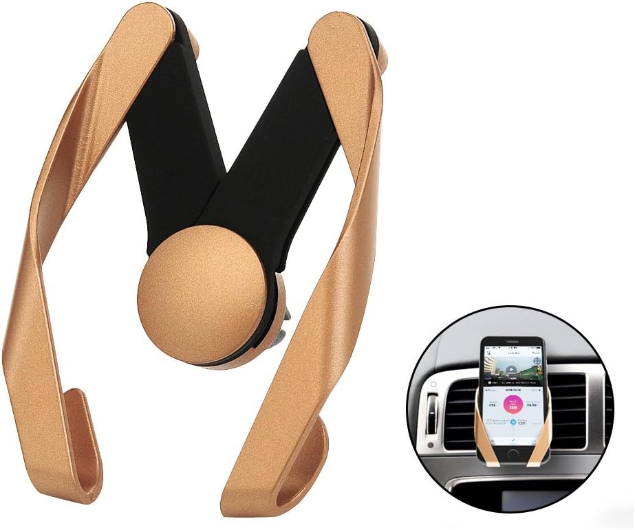 Car Phone Holder M Shape Cradle Bracket, LANVY Air Vent 360°Rotation Strong Stable Holder Adjustable Universal Car Mount for iPhone/Samsung Galaxy/Sony/HTC/LG K4 - Gold