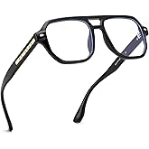 FEISEDY Aviator Blue Light Glasses for Men Women, Retro 70s Style Design TR90 Anti Glare Digital Eyestrain & Daily Wear B0284