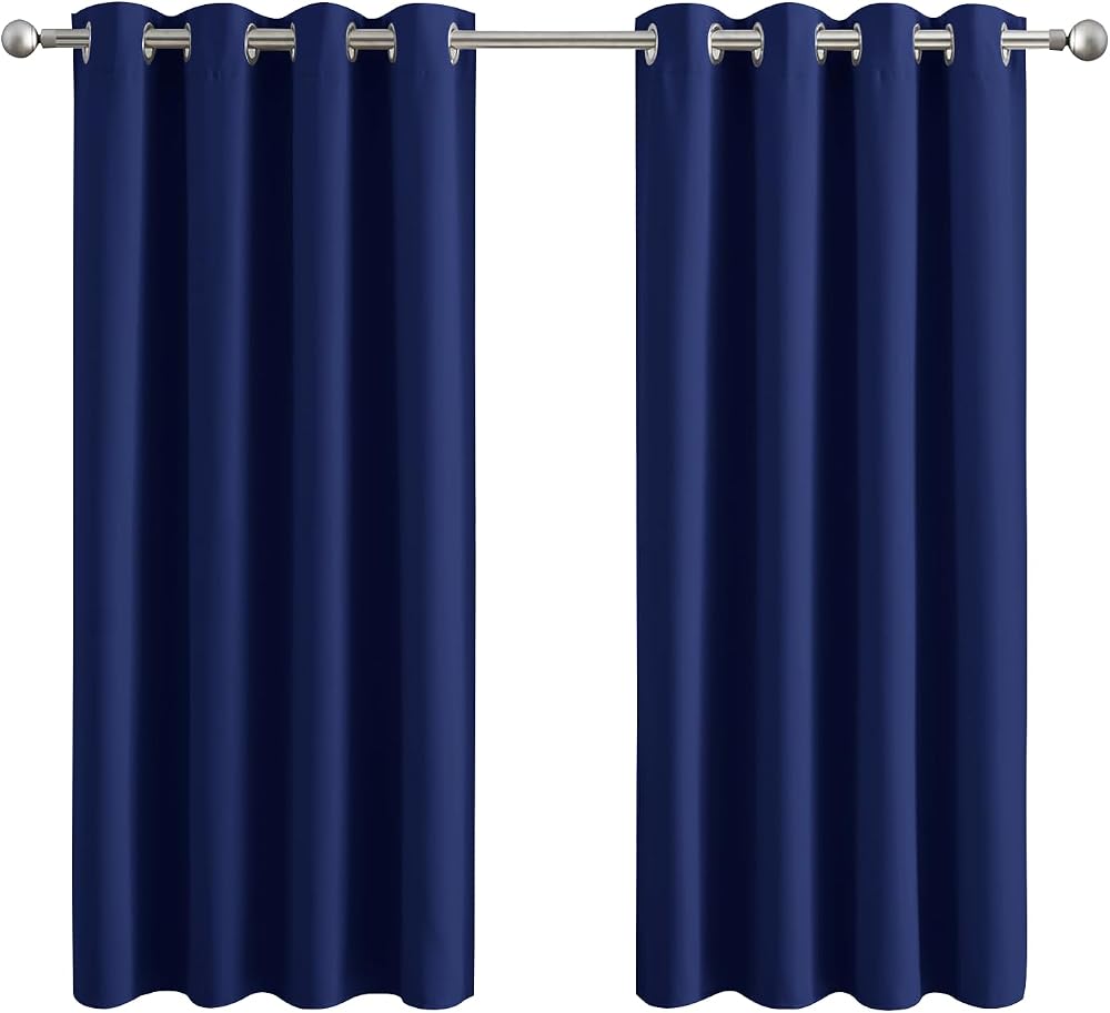 Aspire Homeware Blackout Curtains Navy Eyelet 46 x 54 2 Panels 100% Polyester