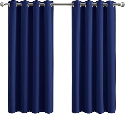Aspire Homeware Blackout Curtains Navy Eyelet 46 x 54 2 Panels 100% Polyester