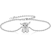 CVRAVO Highland Cow Bracelet 925 Sterling Silver Adjustable Cow Bracelet Cute Animal Jewelry Gifts for Women