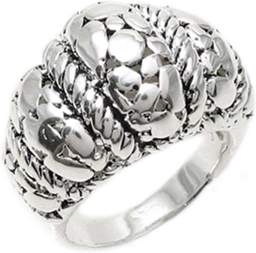 Vooxoo Fashion Design Sterling Silver Plated Multi-Level Pebble And Twisted Shrimp Ring Size 6-9