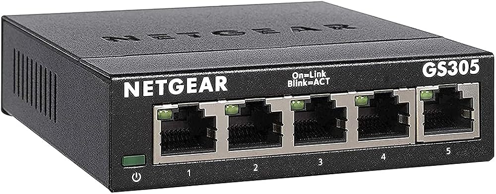 NETGEAR GS305 5 Port Gigabit Ethernet Switch Plug and Play Silent Desktop