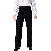 Gosbeliy Men's Retro 70S Disco Fever Black Flared Pants Adult Vintage Trousers Bell Bottoms (Large, Black)