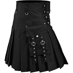 Mens Kilt Scottish Tartan Kilt High Waist Buckle Strap Casual Kilts Streetwear Cottish Pleated Skirt Buckle Strap