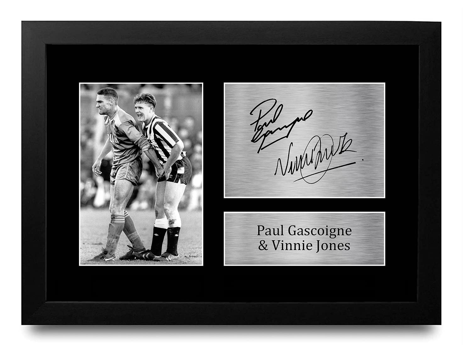 HWC Trading A4 FR Paul Gascoigne & Vinnie Jones Wimbledon FC Magpies The Nut Cracker Gifts Printed Signed Autograph Picture for Fans and Supporters - A4 Framed