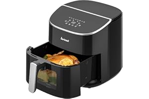 LARINEST Air Fryer 8Qt Plus Oilless 8-in-1 Family Size AirFryer,Easy Viewing Window and Fast Healthy cooking,Dishwasher-Safe Basket,Digital Touchscreen,Quiet, AF701, Black