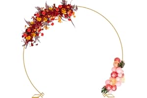 Wokceer Wedding Arch 8.5FT Round Backdrop Stand Gold Metal Circle Balloon Arch Frame Stand for Wedding Ceremony Birthday Party Bridal Shower Anniversary Candy Tables Decoration