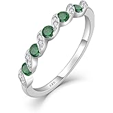 Vinoya Wave Stackable Rings for Women 925 Sterling Silver Birthstone Eternity Ring Promise Wedding Band in Sizes 5-10