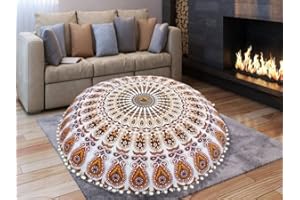 My Dream Carts 32 Inch Floor Pillow Cover Only Mandala Bohemian Meditation Cushion Cover Seating Throw Hippie Boho Indian Cases Round Pouf Cover