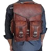 Handmade World Brown Vintage Leather Backpack Laptop Messenger Bag Rucksack Sling for Men Women (12" x 16")