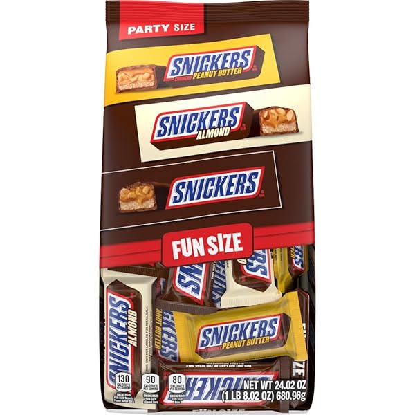 SNICKERS ORIGINAL, CRUNCHY PEANUT BUTTER, & ALMOND FUN SIZE CANDY, 24.02 OZ BAG