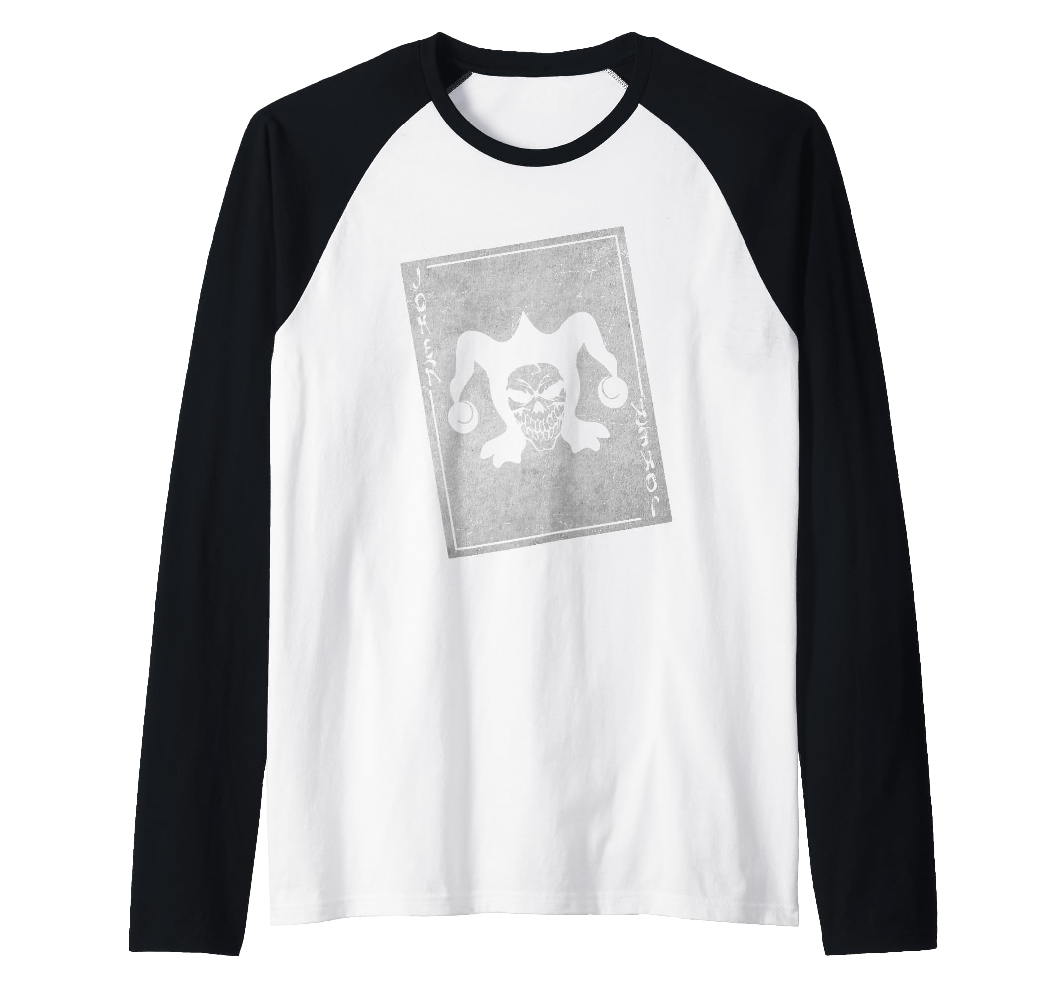 Joker Skeleton Playing Card Cards Gamble Cardgame Raglan Baseball Tee