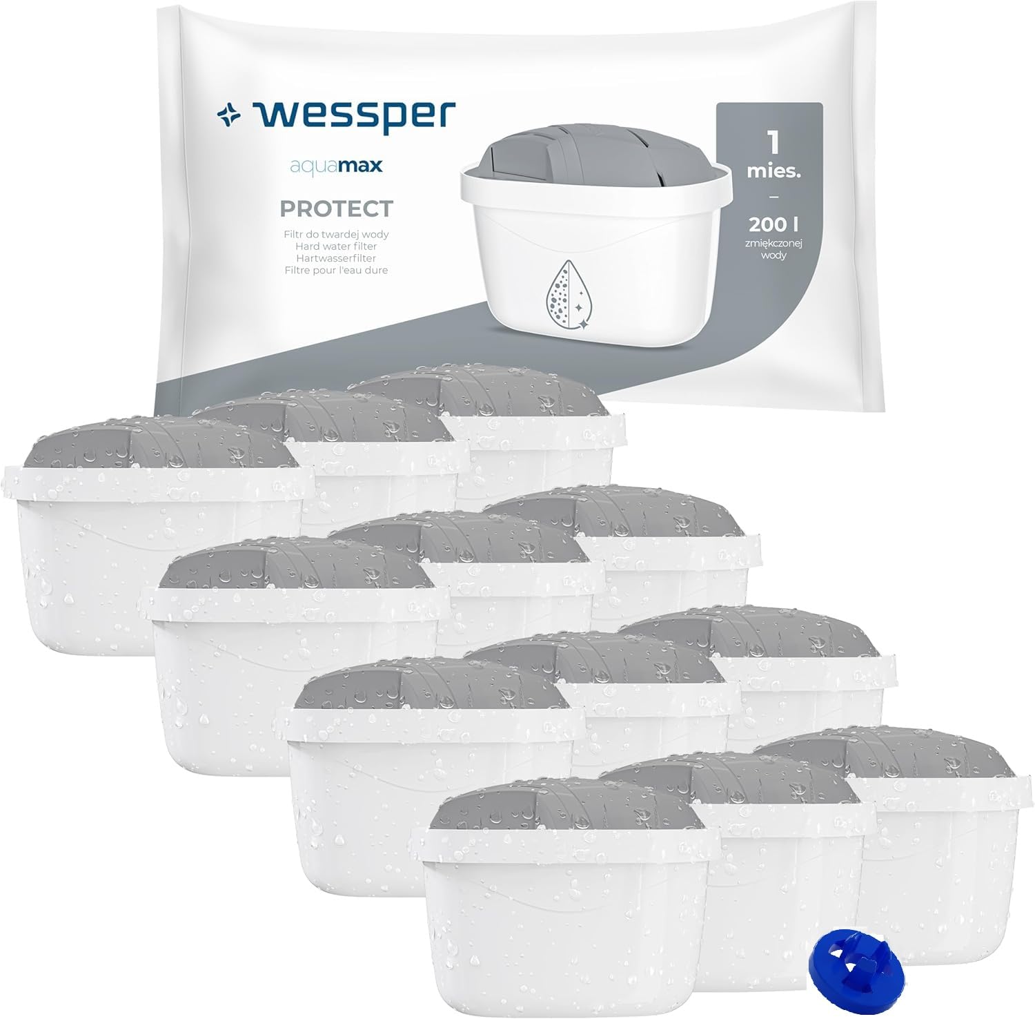 Wessper Filter Cartridges for Hard Water Compatible with Dafi Unimax Aquaphor A5 Brita Maxtra+ Philips AWP212/10 Water Tank - Pack 12