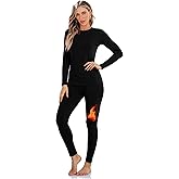 Sampeel Thermal Underwear for Women Long Johns with Fleece Lined Long Sleeve Shirt Legging Lounge Set Cold Weather Top Bottom