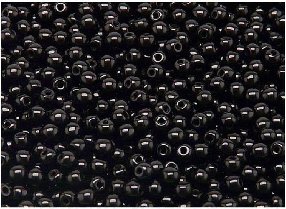 150 pcs Round Beads 5 mm, Jet Black, Czech Glass
