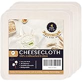 Precut Cheesecloth, 38 x 38cm 4 Pack, Ultra Fine Cheesecloth for Straining & Cooking, 100% Combed Unbleached Cotton Cheeseclo