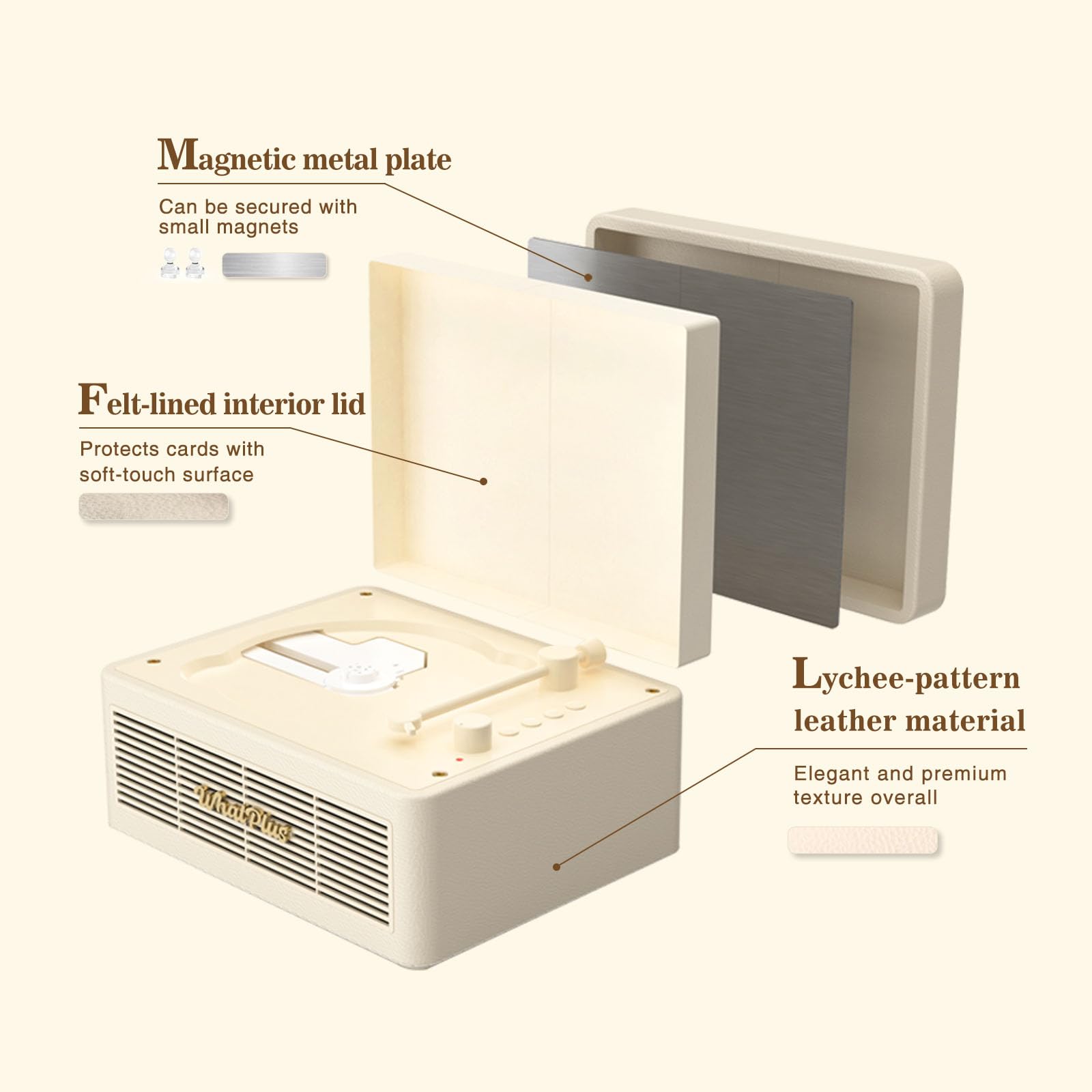 Portable CD Player with Bluetooth 5.2, Rechargeable Battery & Built-in Speakers – Hi-Fi Retro Suitcase Design for Home Decor, AUX/TF Card Support – Ideal Gift (Vintage White)