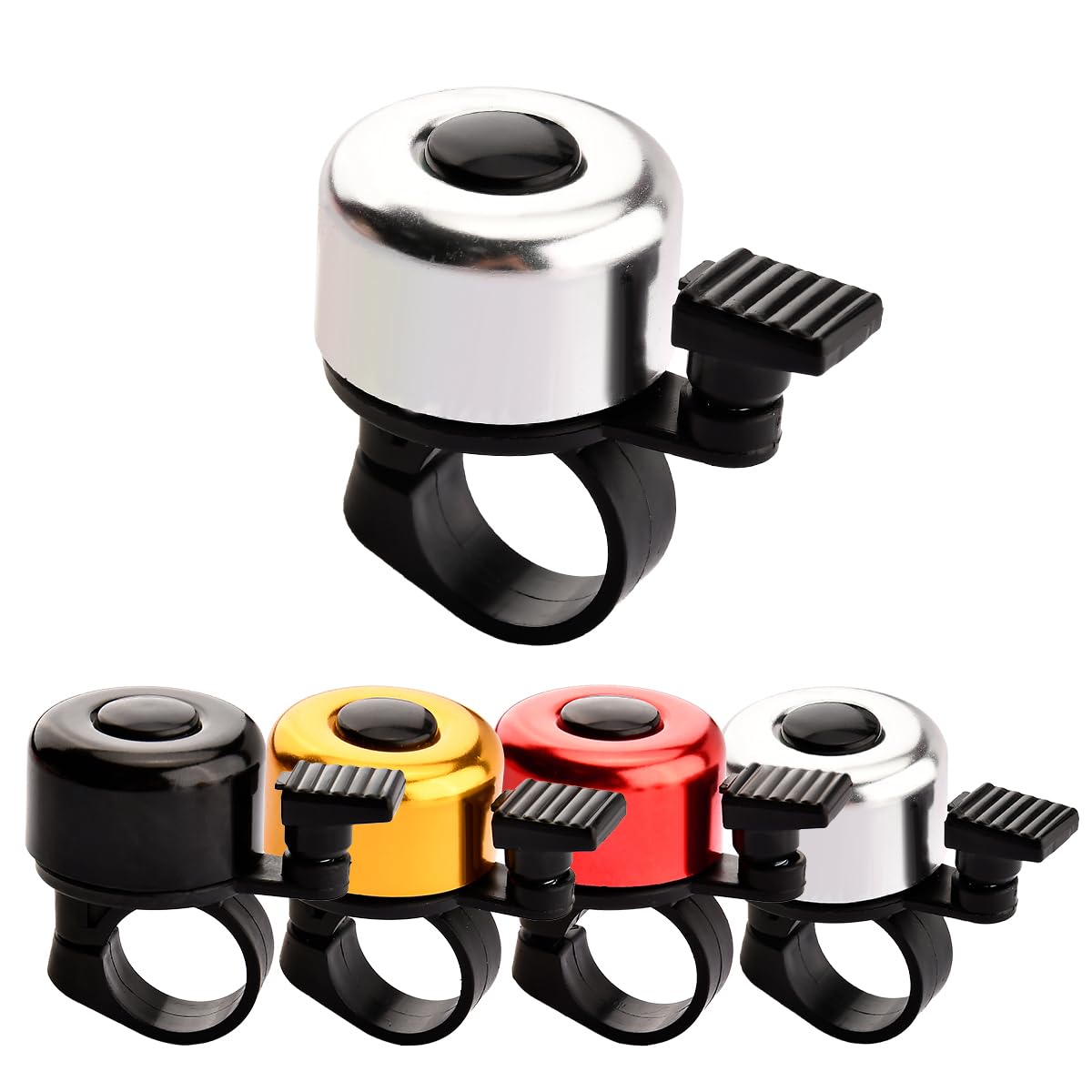 Garegce Classic Bicycle Bell with Loud Melodious Sound, Durable Waterproof Aluminum Alloy Bell for Road and Mountain Bikes - Silver