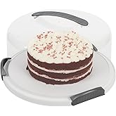 Extra Large Cake Carrier/Storage Container With Server - Holds up to 12 Inch 3-Layer Cake, Plate With Lid/Holder With Lid/Cover Clear Dome - Transports Pies or Other Desserts