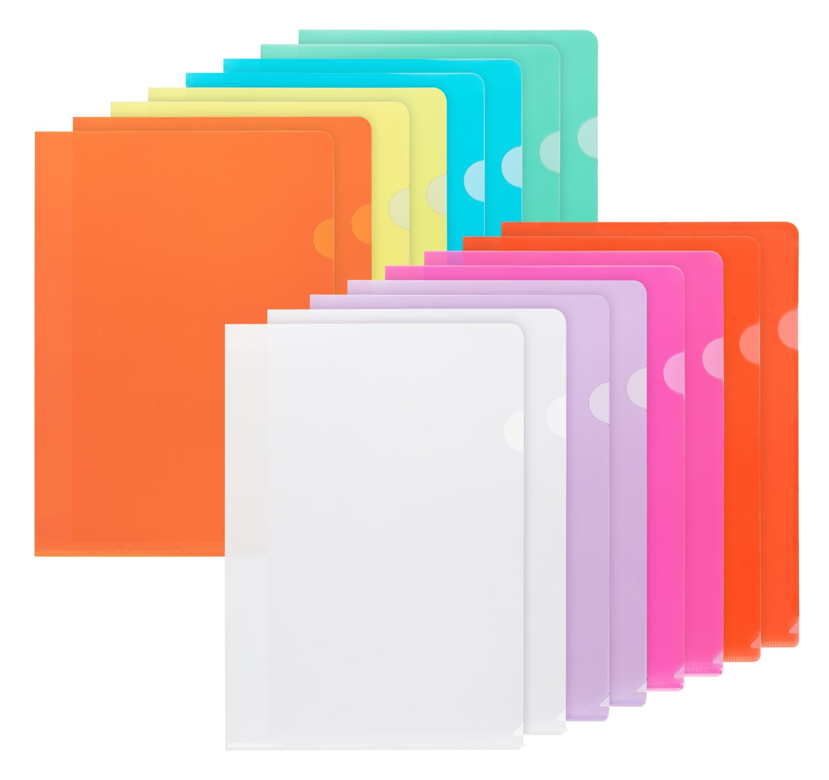 Agoer A4 Plastic Sleeves, 16 PCS Clear File Paper Cover, 8 Colours Plastic Wallets Folder A4,Side Cut File Cover for Files Protection for Report, Presentation, Documents