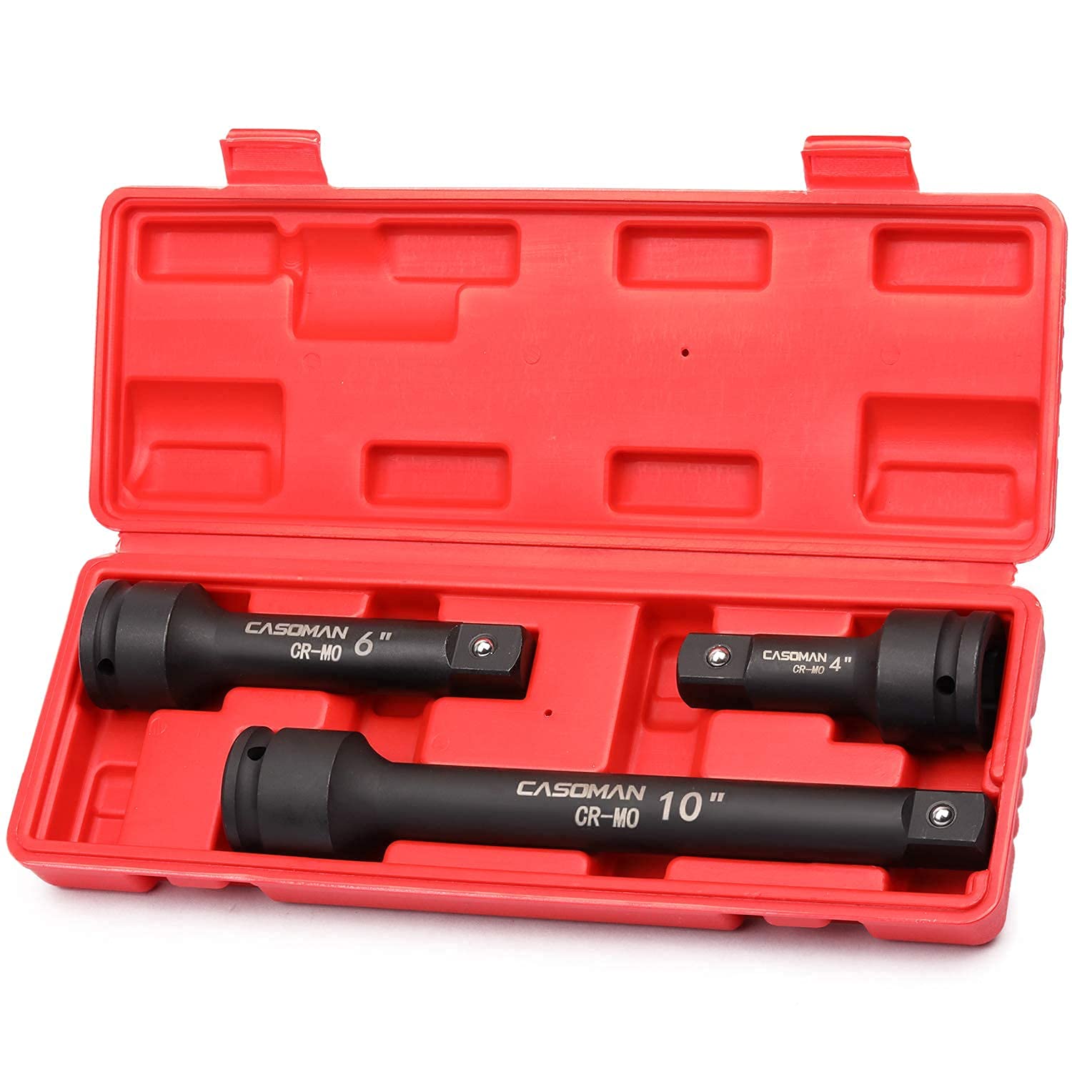 CASOMAN 3/4” Drive Impact Extension Bar, Cr-Mo Steel,3-Piece Set, 4”, 6”, 10” ext. bar
