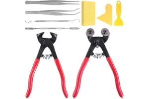 Swpeet 9Pcs Mosaic Tools Kit, Including Heavy Duty Glass Mosaic Cut Nippers and Tile Nippers, 2Pcs Scrapers, 2Pcs Tweezers, 1