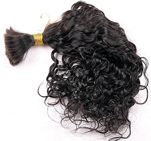 Foxyhair 100% Brazilian Curly Human Hair Bulk For Braiding 7A Virgin Bulk hair Extensions 100g/Bundle (20 Inch, Natural color)