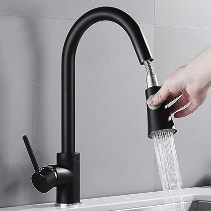 Littlegrasseu Küchenarmatur Ausziehbar mit brause Spültischarmatur Mischbatterie Wasserhahn für Küche Waschtisch Messing Schw