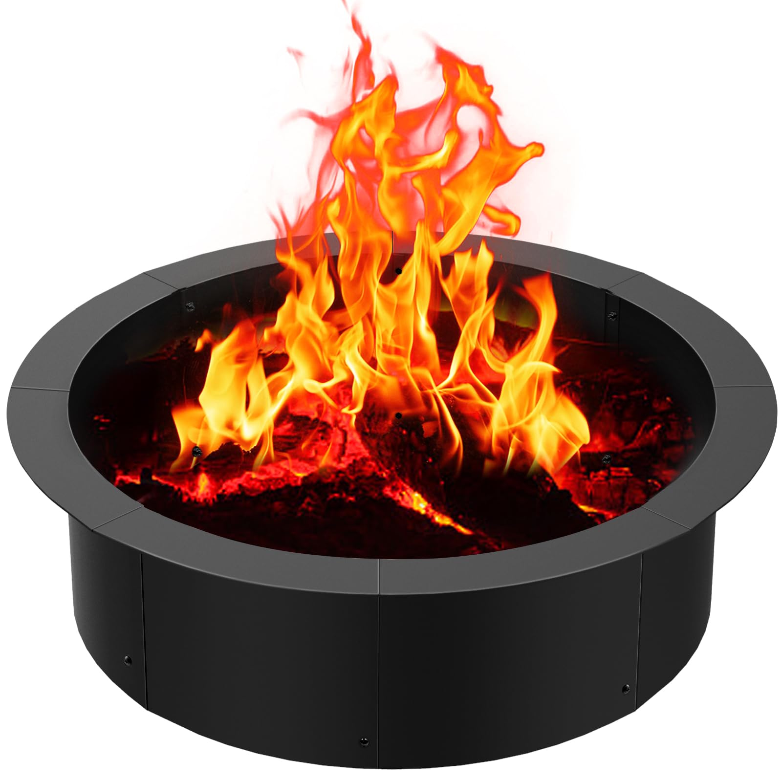 Photo 1 of Poolergetic 60 inch Inner Fire Pit Ring, 64 inch Outer Large Round Steel Fire Pit Insert Metal Fire Ring Liner Rim Heavy Duty for Outdoor