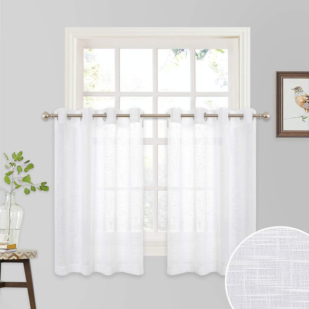 Amazon Com Ryb Home White Sheer Curtains Linen Textured
