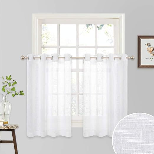 Amazon Com Ryb Home White Sheer Curtains Linen Textured