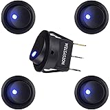 HOTSYSTEM 5PC New 20A 12V Round Rocker Toggle Switch Blue LED SPST For All