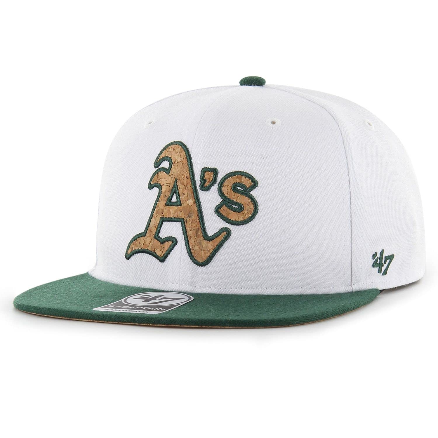 47 Brand Captain Snapback Cap - Corkscrew Oakland Athletics White
