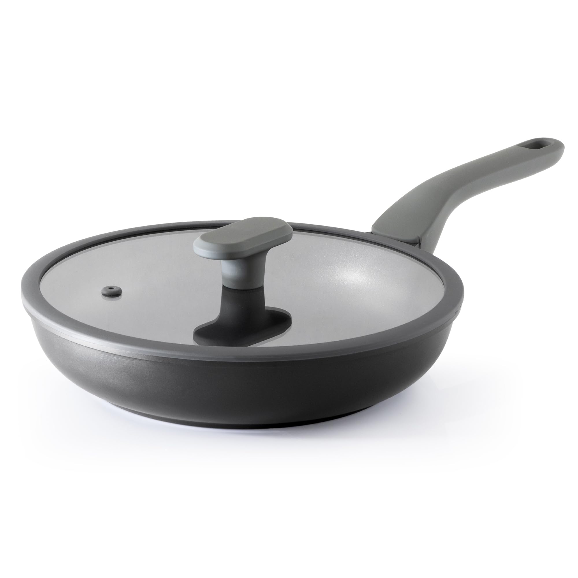 Photo 1 of PRICUSIS Nonstick Ceramic Frying Pan with Lid, 8/10 Inch Skillet with Stay Cool Handle, Fully Coated, Induction Compatible & Oven Safe, 100% Dishwasher Safe, PTFE & PFOA Free?8 Inch, Black Sesame?